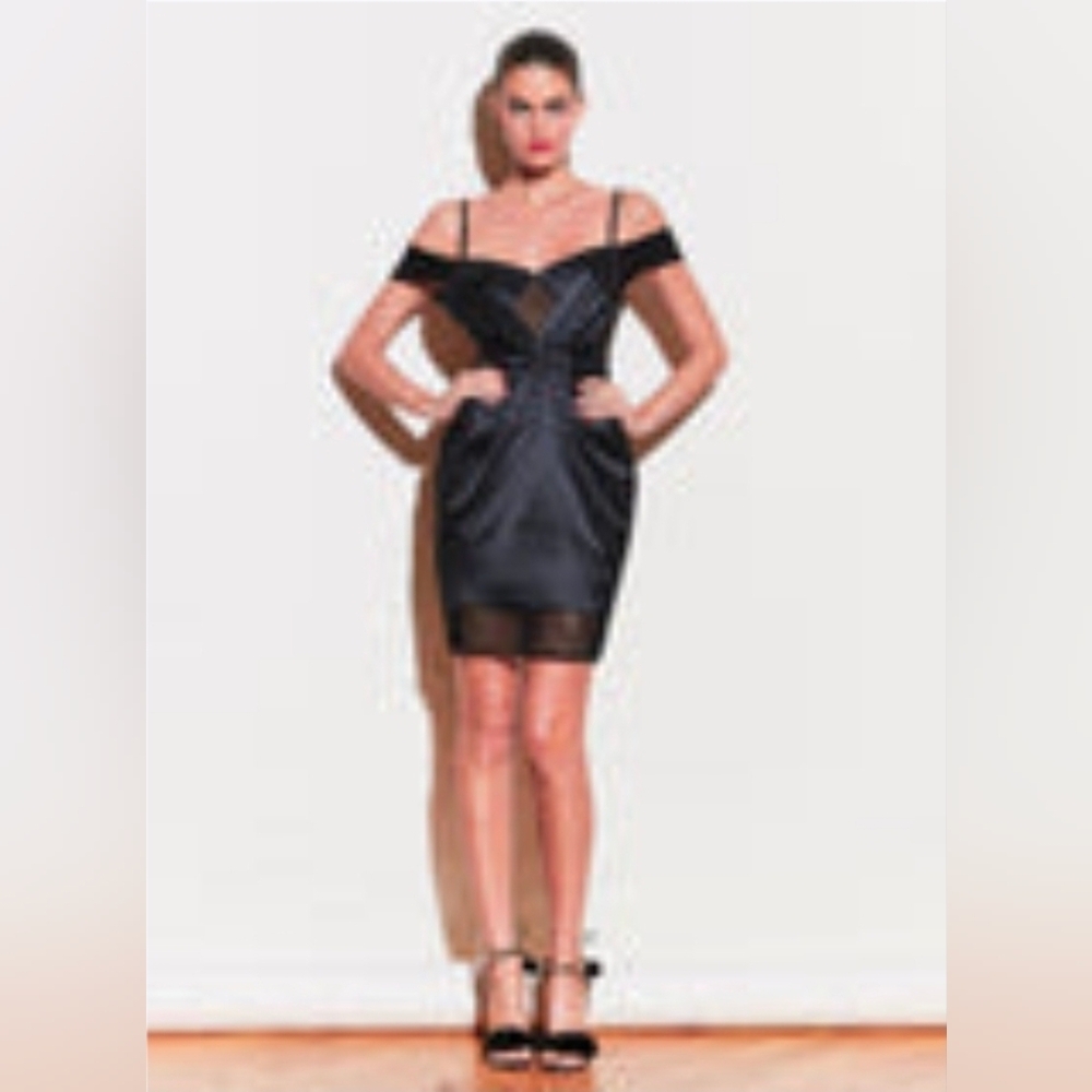 Fleur Du Mal Black Off-Shoulder Dress Size 6- Like New